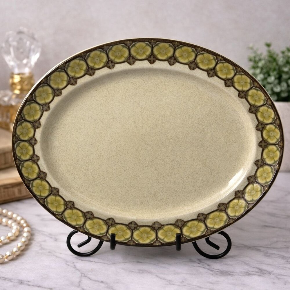 Franciscan Midas Vintage Oval Platter 14.25" Yellow Floral Pattern England Dishw